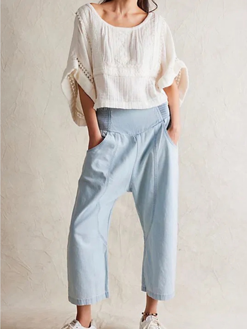 We The Free Light Blue High-Waist Cropped Relaxed Jeans